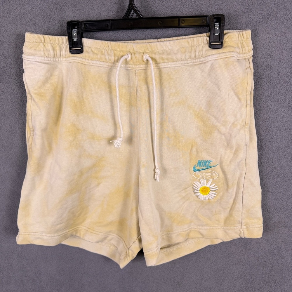Nike Mens M Shorts‎ Athletic French Terry Sanded Yellow Tye Dye